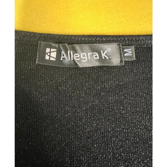 Allegra K Black Tie Front Shimmer Cardigan Size M - Picture 6 of 8